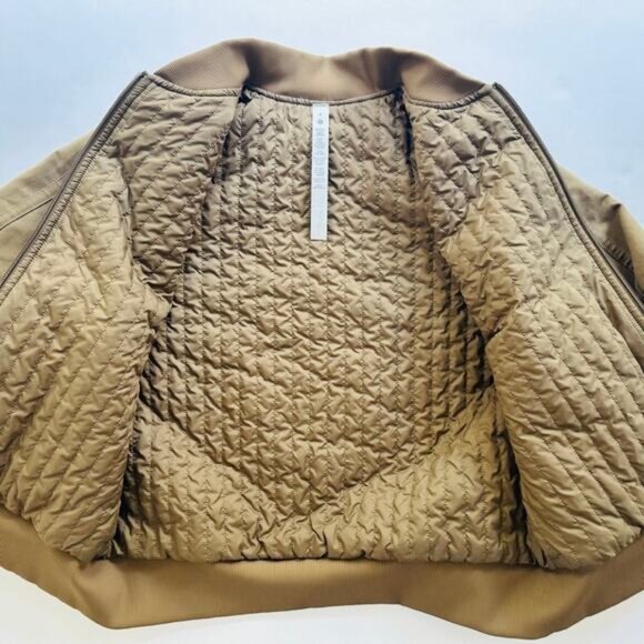 Lululemon Non-Stop Bomber 6 *Reversible Artifact Tan Quilted Puffer Coat Jacket - Picture 3 of 11